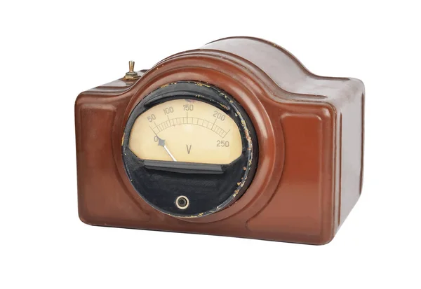 Vintage voltmeter på vit — Stockfoto