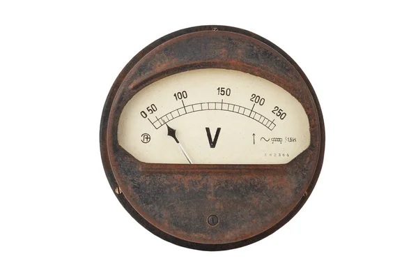 Vintage Voltmeter auf weiß — Stockfoto