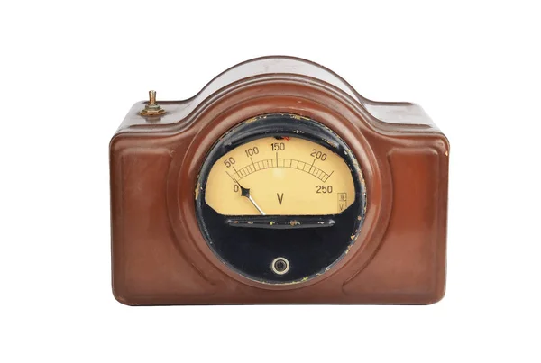 Vintage voltmeter på vit — Stockfoto