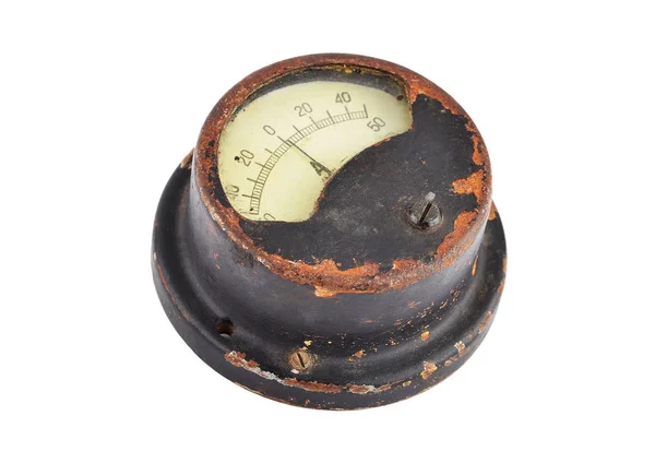 Amperimetro vintage en blanco — Foto de Stock
