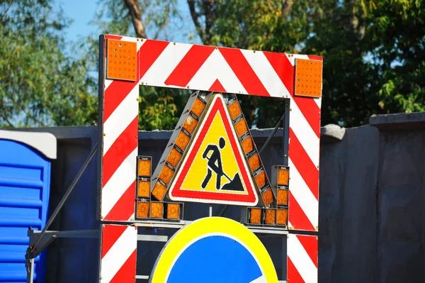 Verkeersbord werk — Stockfoto