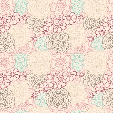 Doodle çiçekler güzel renkler dantel desen yinelenen sakin