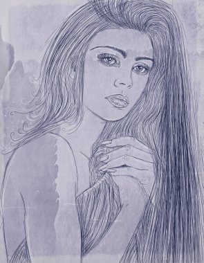 kalın saç kozmetik ve moda için tasarlanmış olan kadın portresi