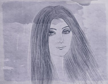 kalın saç kozmetik ve moda için tasarlanmış olan kadın portresi 