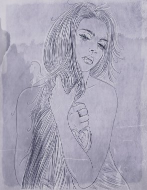 kalın saç kozmetik ve moda için tasarlanmış olan kadın portresi 