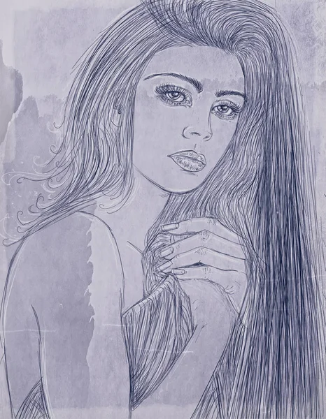 kalın saç kozmetik ve moda için tasarlanmış olan kadın portresi