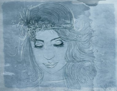 kalın saç kozmetik ve moda için tasarlanmış olan kadın portresi