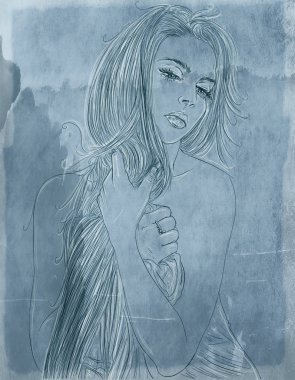 kalın saç kozmetik ve moda için tasarlanmış olan kadın portresi