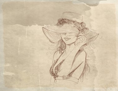 kalın saç kozmetik ve moda afiş için tasarlanmış olan kadın portresi               