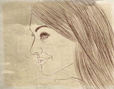 kalın saçlı kadın portresi kozmetik ve moda afiş için bu tasarlanmış 