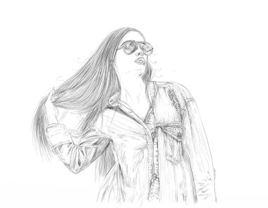 kalın saçlı kadın portresi kozmetik ve moda afiş için bu tasarlanmış 