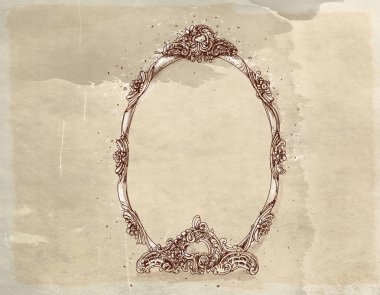 Antika eskitilmiş bir barok çerçeve.