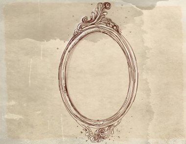 Antika eskitilmiş bir barok çerçeve.