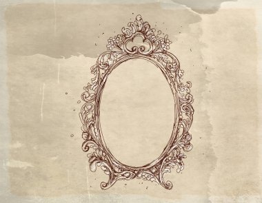 Antika eskitilmiş bir barok çerçeve.