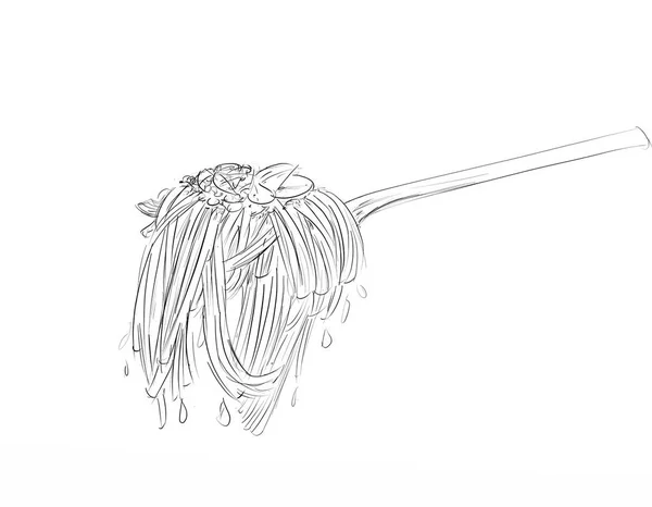 Spaghetti Eten Objecten Aan Het Parlement Naar Keuken — Stockfoto