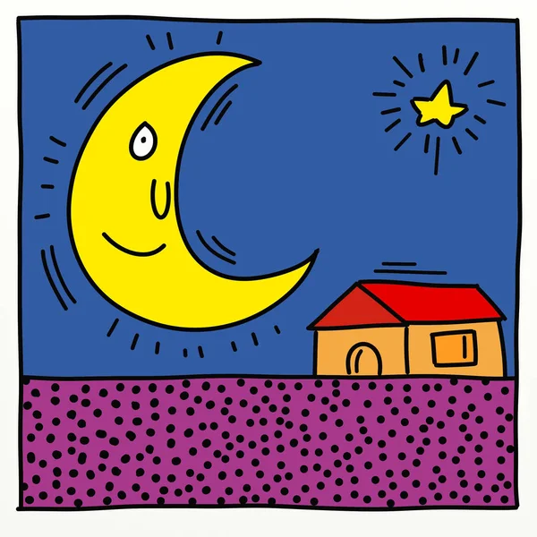 Księżyc Kolorowe Rysunki Stylu Pop Art — Zdjęcie stockowe