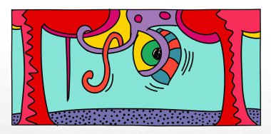 pop sanat resimler, erkekler ve fütüristik landscapesfor afiş veya şablonları ile