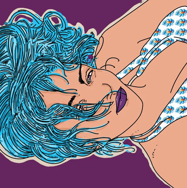 Woman Portraits Pin Sexy Erotic Line Refined Comics — Stock Photo, Image