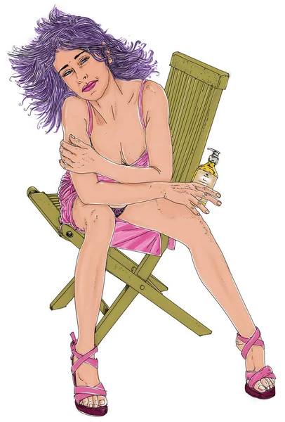 Πορτρέτα Του Pin Σέξι Ερωτικό Γραμμή Εκλεπτυσμένη Κόμικς Εικόνα Αρχείου