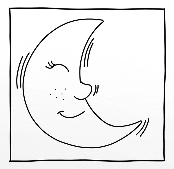 Bulan Yang Tersenyum Langit Humoris Maskot Untuk Semua Anak Laki — Stok Foto