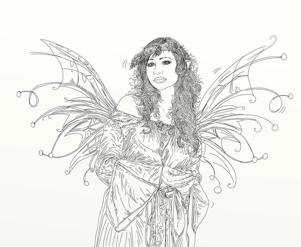 Elf Vrouw Met Vleugels Magic Fairy — Stockfoto