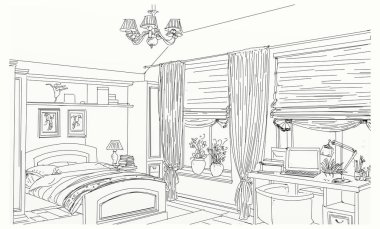 bir oda nın perspektifi iç döşenmiş evlerin yatak verir 