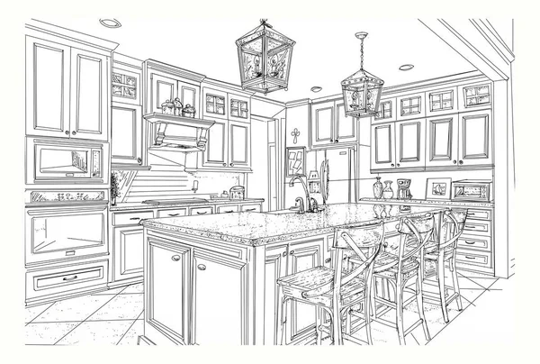 perspective of a vintage kitchen of interior furnished houses