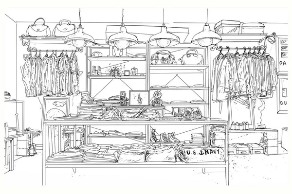 インテリア家具付きショップの衣類やアクセサリーの店の窓 — ストック写真