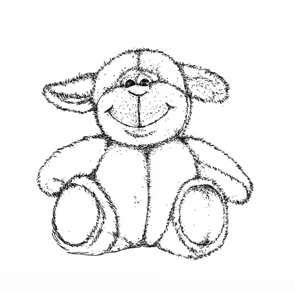 Sitting Little Sheep Smiling Sketch Designs Animals — Stock Photo, Image