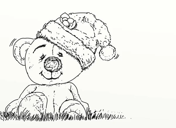 Maskotka Małego Futrzanego Niedźwiedzia Niedźwiedź Czapką — Zdjęcie stockowe