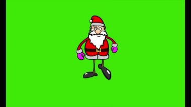 Noel Baba şeffaf bir arkaplanda çizgi film döngüsü yürür