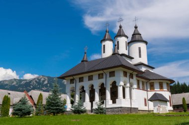 Cheia, Romania - August 15, 2018: Exterior view of Cheia Monastery in Cheia, Prahova, Romania