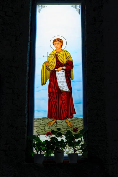 Colorful Christian Church Saints Stained Glass Window — Stock Photo, Image