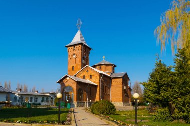 Prahova, Romanya - 30 Mart 2019: Poienarii Burchii, Prahova, Romanya'da bulunan Pisiota Manastırı
