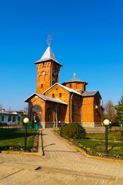 Prahova, Romanya - 30 Mart 2019: Poienarii Burchii, Prahova, Romanya'da bulunan Pisiota Manastırı