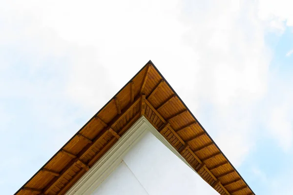 Detail of roof wood fascia with copy space — Stock Photo, Image