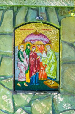 Crasna, Prahova, Romanya - 21 Temmuz 2019: Prahova, Izvoarele yakınlarındaki Crasna Manastırı 'nda güzel bir ikon.