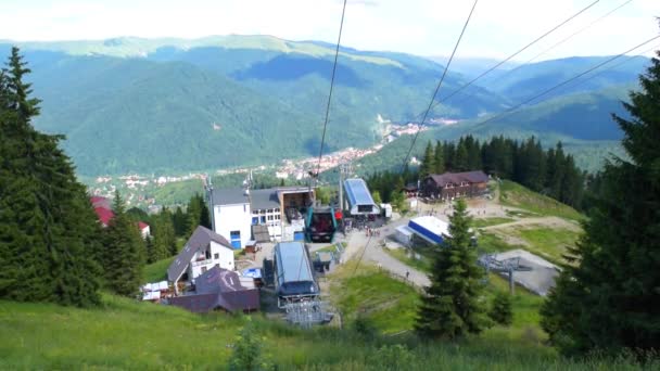 Sinaia Prahova Rumänien Juni 2019 Blick Auf Die Gondelbahn Talstation — Stockvideo