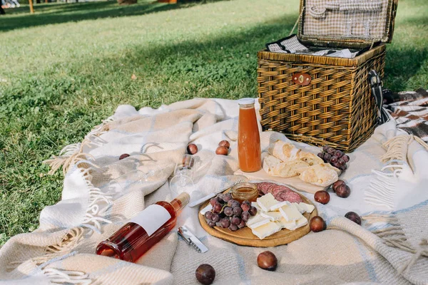 French picnic food and drink conception