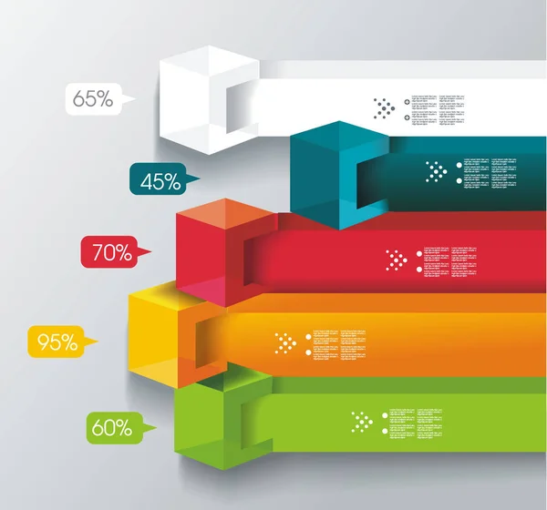 Absztrakt Kockák Bannerek Infografikák Százalékos Sablonnal Használható Diagram Adatok Lépésbeállítások — Stock Vector