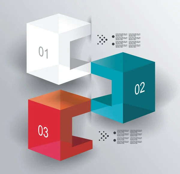 Infografías Cubos Abstractos Con Plantilla Opciones Puede Utilizar Para Diagrama — Archivo Imágenes Vectoriales