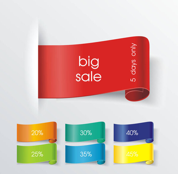 Modern 3D Design Sale Tags and Labels - grouped vector elements