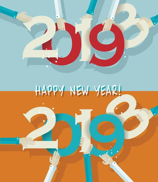 Feliz Año Nuevo 2019 Diseño Tarjetas Felicitación Creativa — Archivo Imágenes Vectoriales