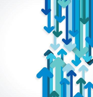 Kağıt arka plan yukarı ve aşağı okları mavi, vektör.