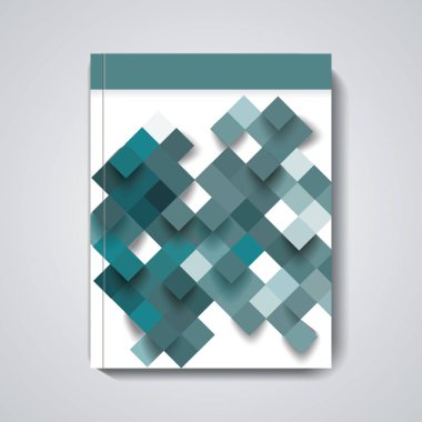 Broşür, dergi kapağı, mavi eşkenar dörtgen arkaplanlı el ilanı tasarımı. 