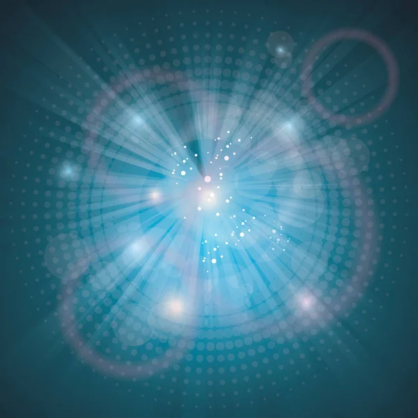 光渦と抽象的なフラクタル青い背景 ベクトル図 — ストックベクタ
