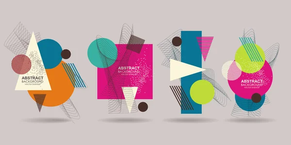 Conjunto Formas Geométricas Abstratas Design Retro Para Brochura Banner Folheto — Vetor de Stock