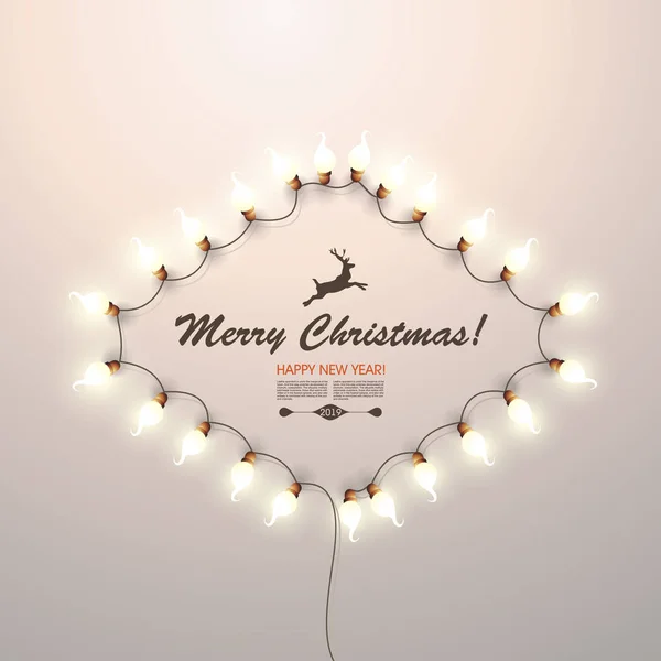 クリスマス穏やかな心地良いバック グラウンドに熱烈なガーランド キャンドル電球 クリスマス休日 新しい年 — ストックベクタ