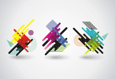 Soyut geometrik şekiller, vektör tasarımı bulmacalar.