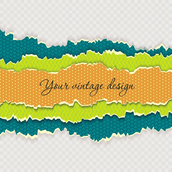 Couches de papier couleur avec différents motifs et bords arrachés, vin — Image vectorielle